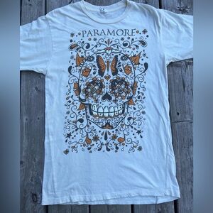 Paramore Sugar Skull Light Yellow T-shirt Size Medium